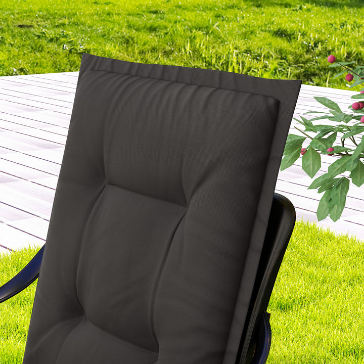 Set of Four Padded Garden Seat Cushions - Charcoal Grey