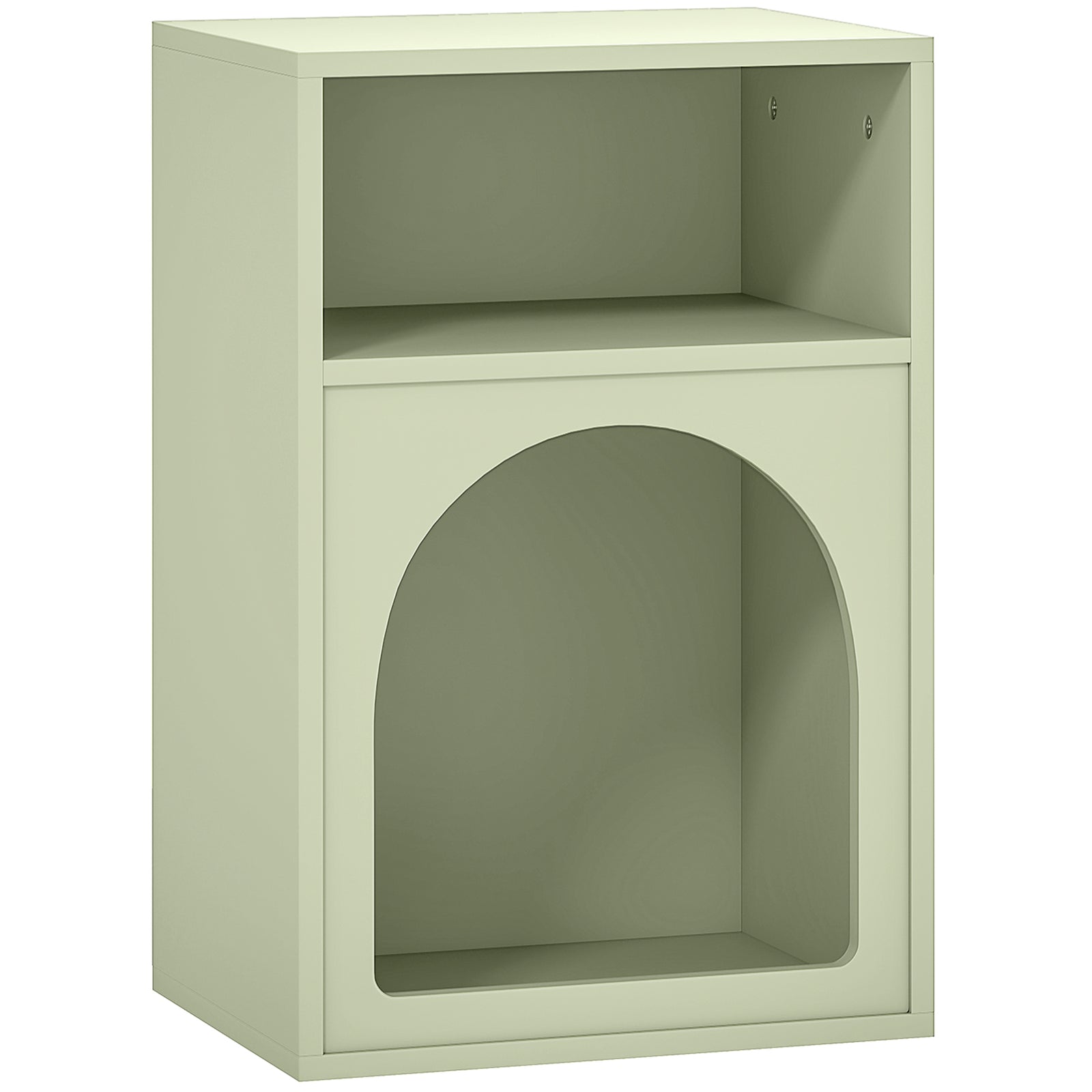 Bedside Table with 2 Open Compartments - Light Green