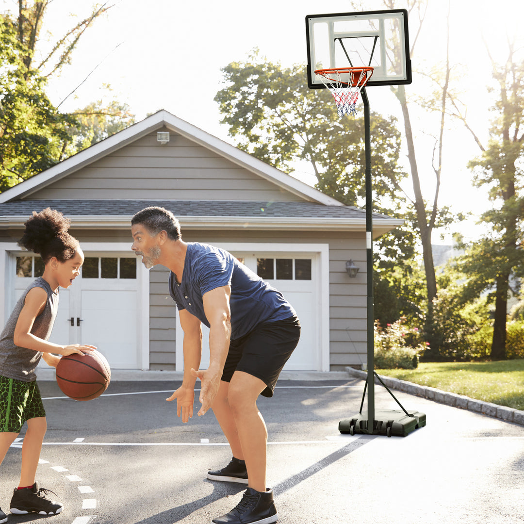 HOMCOM Adjustable Basketball Hoop Stand, Freestanding with Backboard & Wheels, 255-305cm, Black | Aosom UK