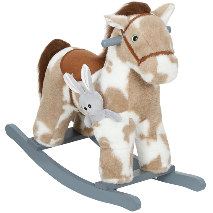 Baby Rocking Horse, Plush Animal Rocker with Realistic Sound and Toy, Rocking Toy Chair for Kids Aged 2-5