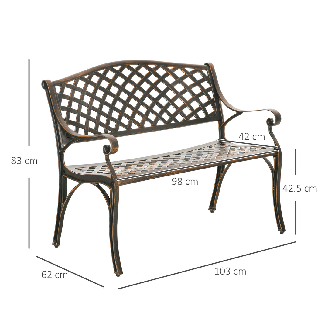 MCL Cast Aluminium Outdoor Garden Bench 2 Seater Antique Patio Loveseat, Bronze