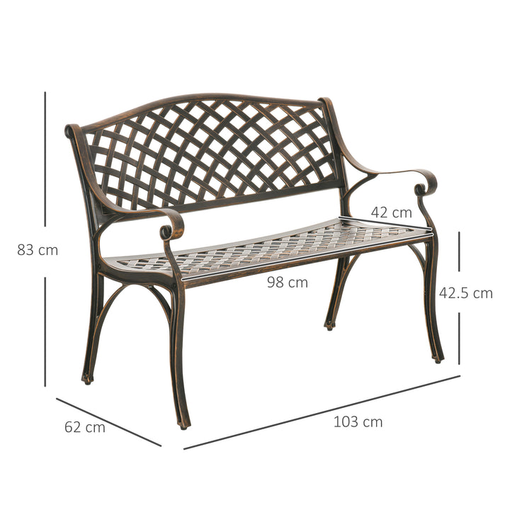 MCL Cast Aluminium Outdoor Garden Bench 2 Seater Antique Patio Loveseat, Bronze