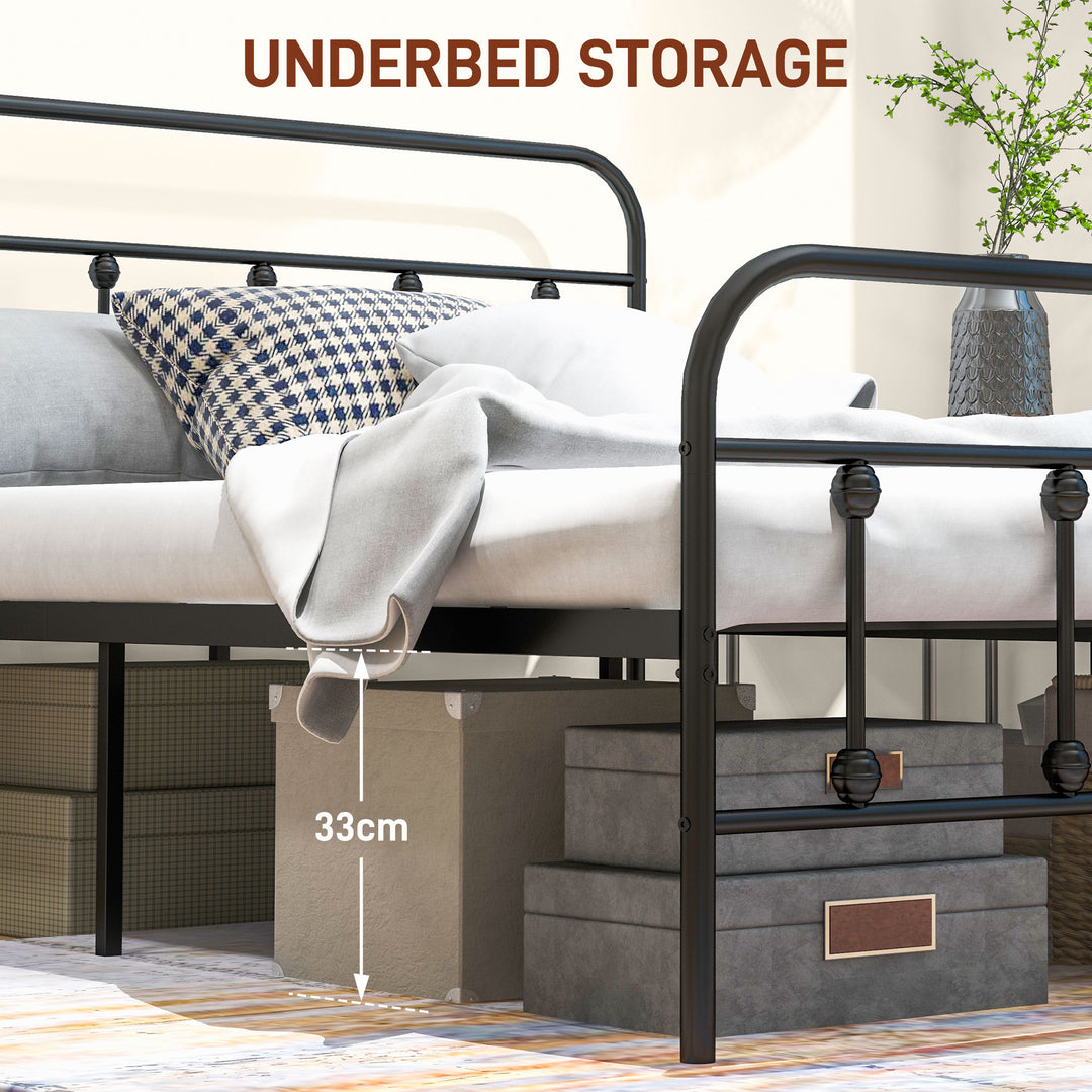 Double Minimalistic Metal Bed Frame - Black