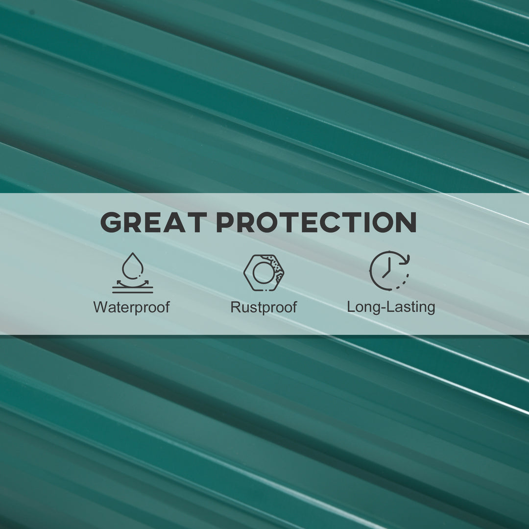 Set of 12 Corrugated Steel Roof Sheet Panels - Green