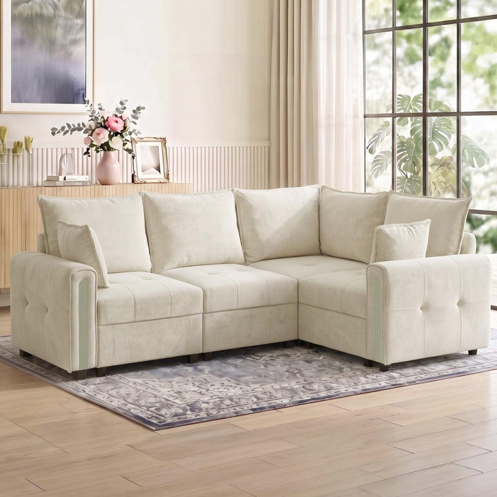 228cm L Shaped Sofa with Lift-Up Storage, 3-Seater Sectional Sofa - view 2