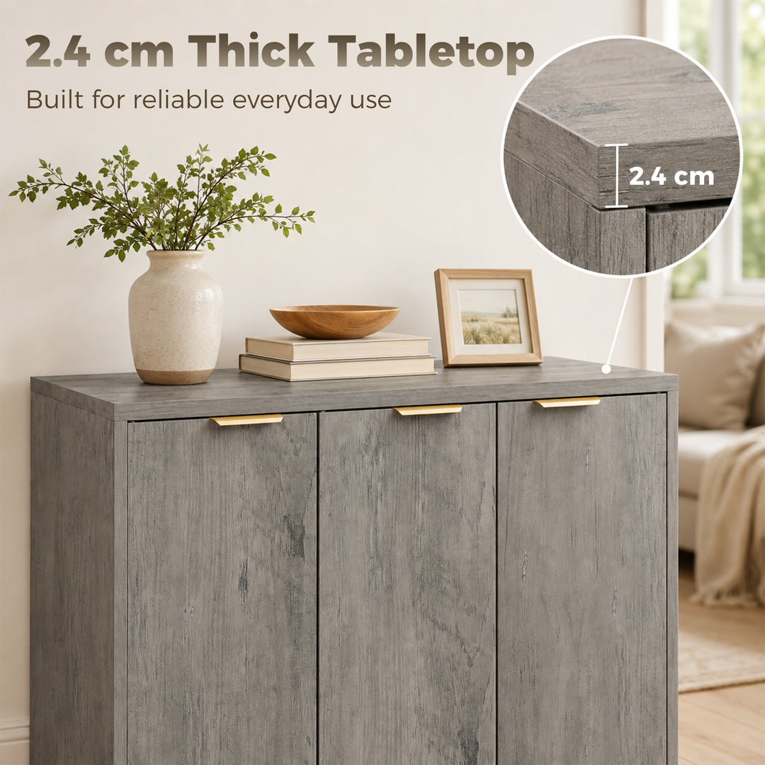 Sideboard Cabinet, Modern Storage Cabinet with 3 Doors and Adjustable 