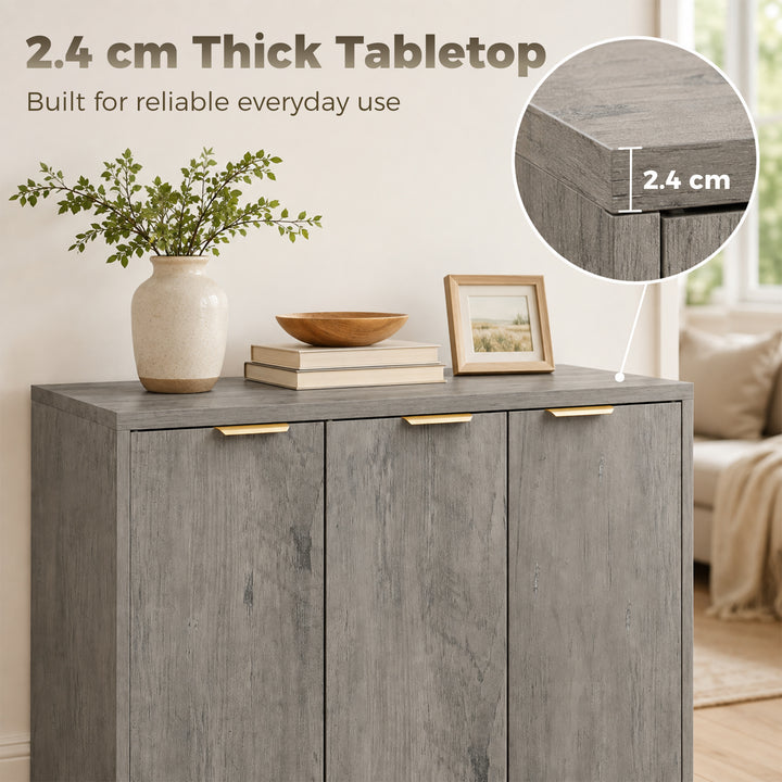Sideboard Cabinet, Modern Storage Cabinet with 3 Doors and Adjustable 