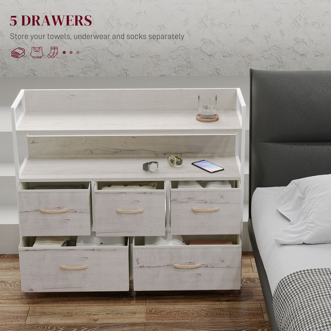 Rustic Chest of Five Fabric Drawers - Natural