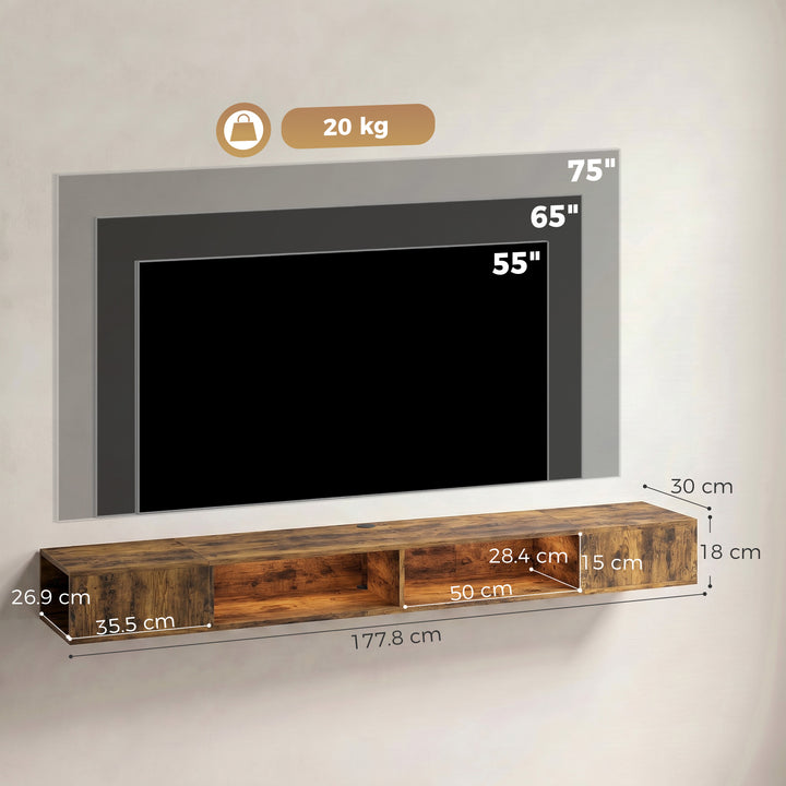Wall Mounted TV Stand with RGB LED Lights, Floating Entertainment Cent