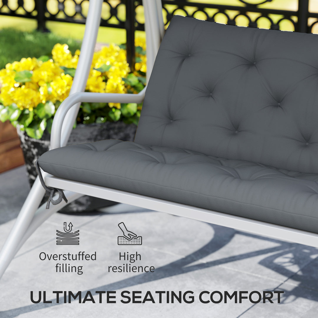 3 Seater Bench Cushion, Garden Chair Cushion with Back and Ties for Indoor and Outdoor Use, 98 x 150 cm, Dark Grey
