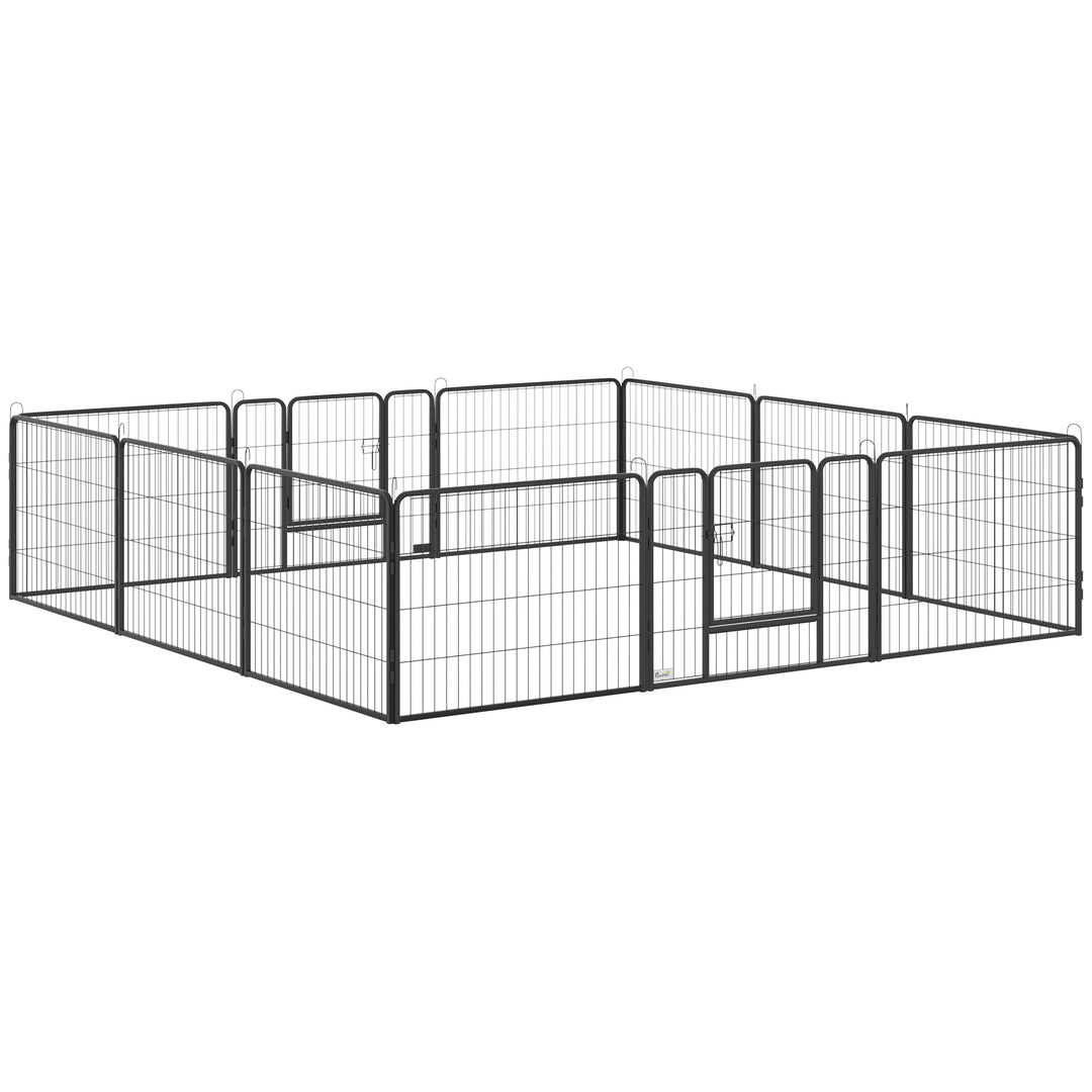 12 Panels Heavy Duty Puppy Playpen, for Small Dogs, Indoor and Outdoor Use - Silver