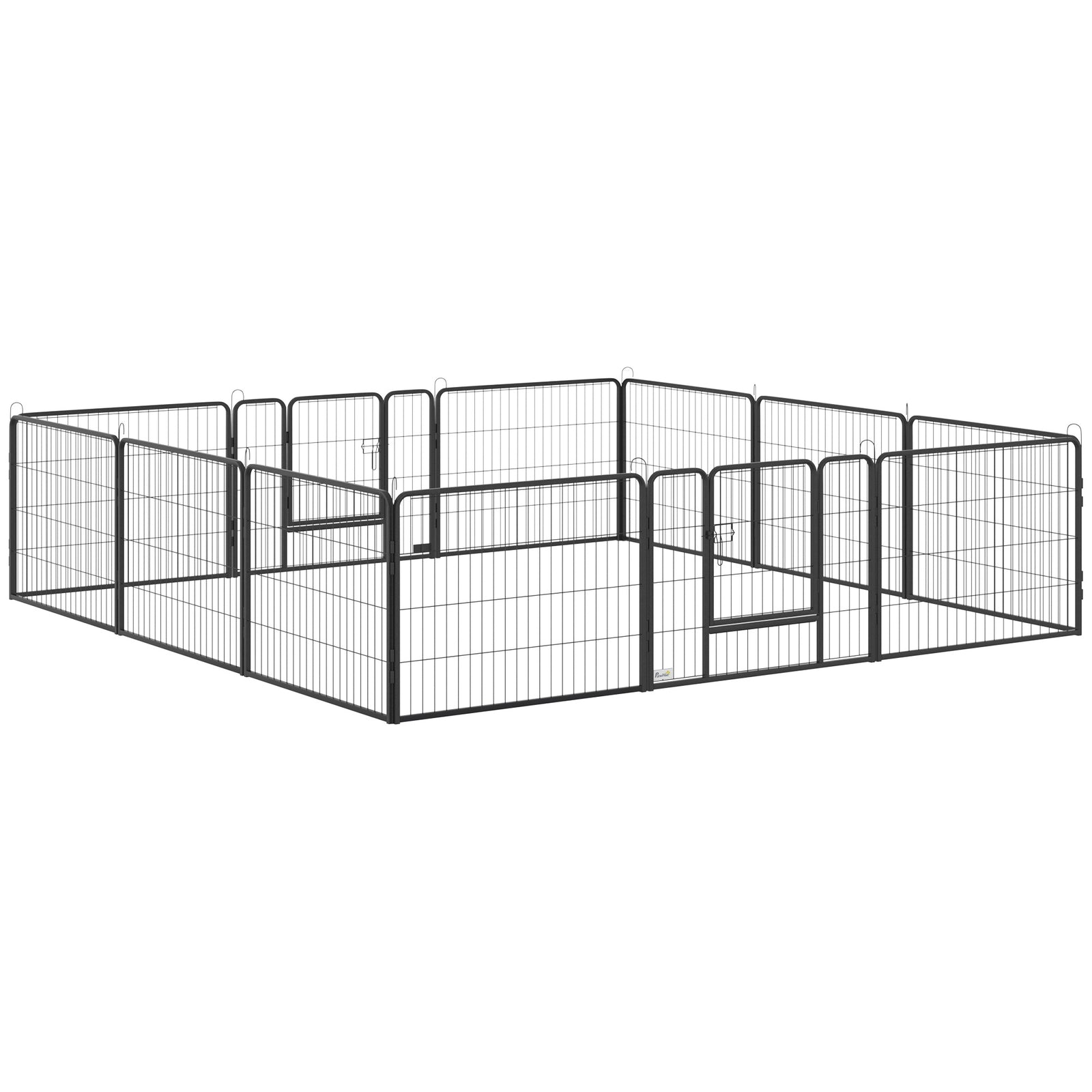 12 Panels Heavy Duty Puppy Playpen, for Small Dogs, Indoor and Outdoor Use - Silver