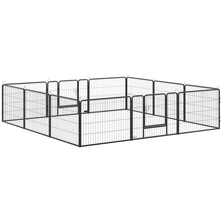 12 Panels Heavy Duty Puppy Playpen, for Small Dogs, Indoor and Outdoor Use - Silver