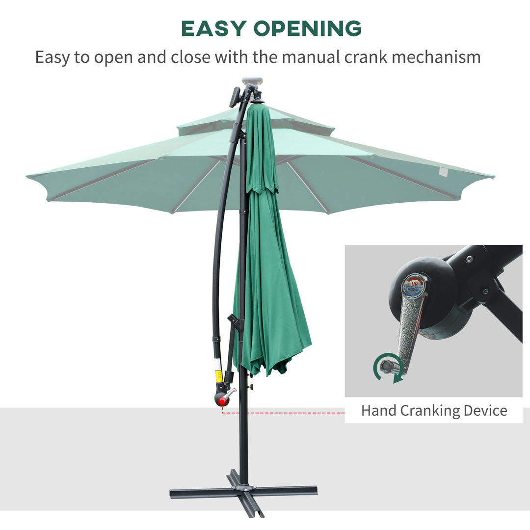 3m LED Light Overhanging Parasol - Green