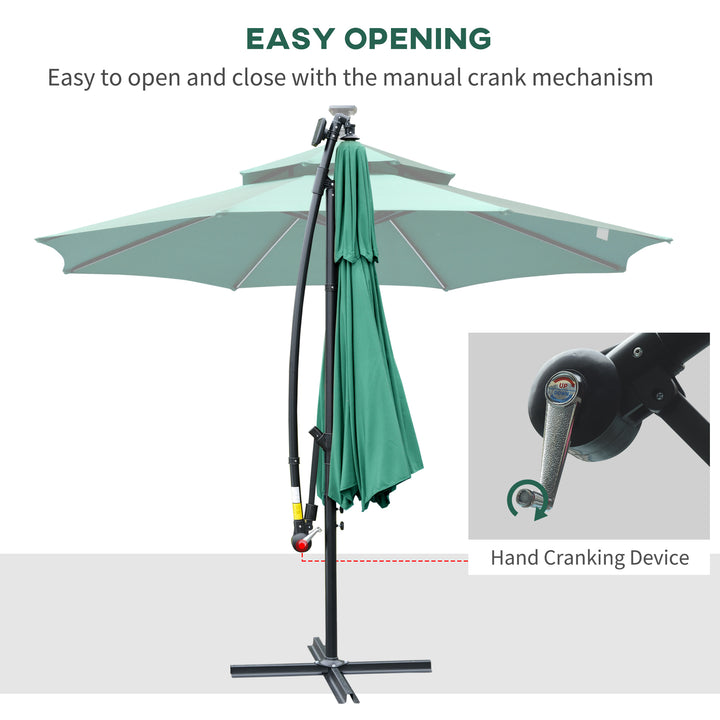 3m LED Light Overhanging Parasol - Green