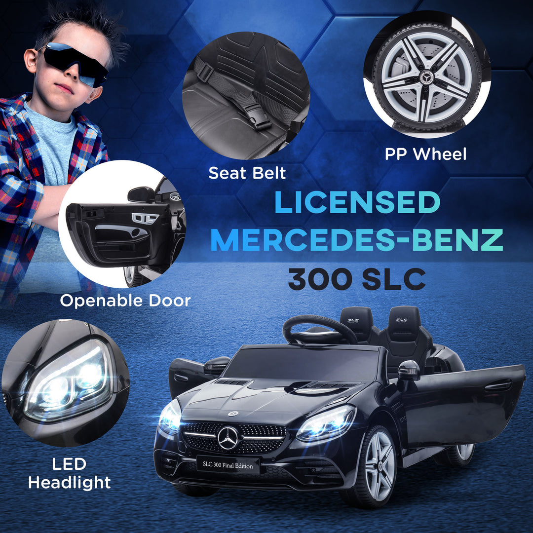Benz SLC 300 Licensed 12V Kids Electric Ride On, with Music, Remote Control, LED Headlights, Horn, Black