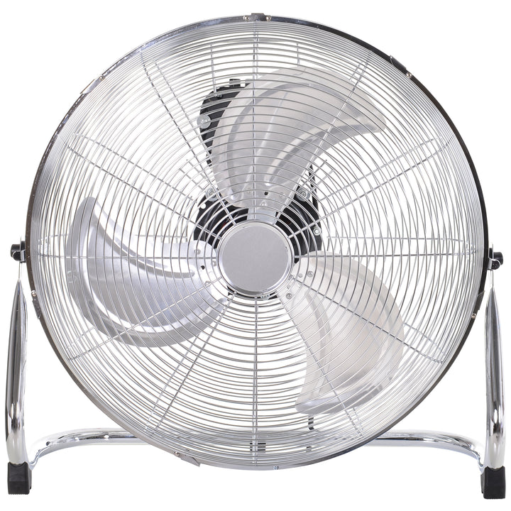 20" Chrome Metal Floor Fan with Tilting, High Velocity, 3 Speed, Portable Gym Fan for Home Office, Silver