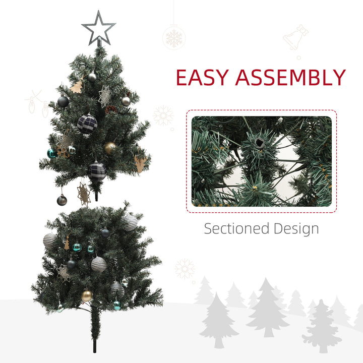 5ft Pre-Lit Xmas Tree with Decorations, Green, Blue and Warm White