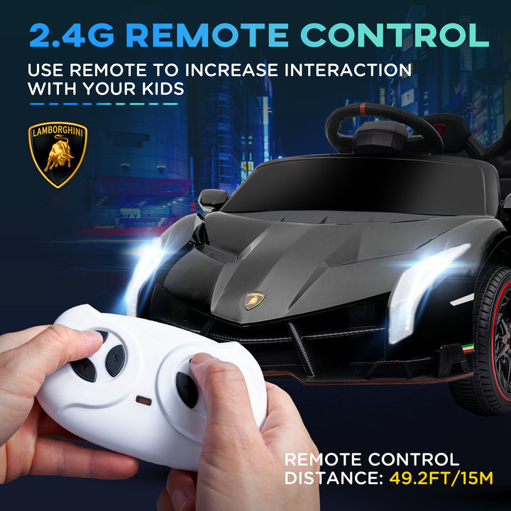 Lamborghini Veneno Licensed Electric Ride-On Car, with Remote, Music, Horn - Black