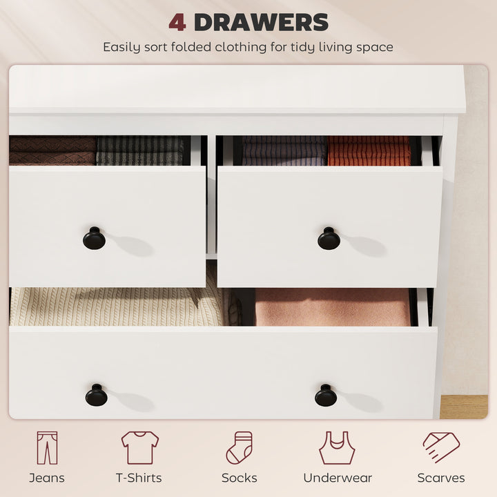 Modern Chest of Drawers, 4 Drawer Dresser Clothes Storage Organiser fo