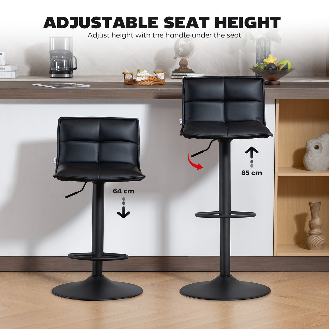 Set of Two Modern Faux Leather Bar Stools