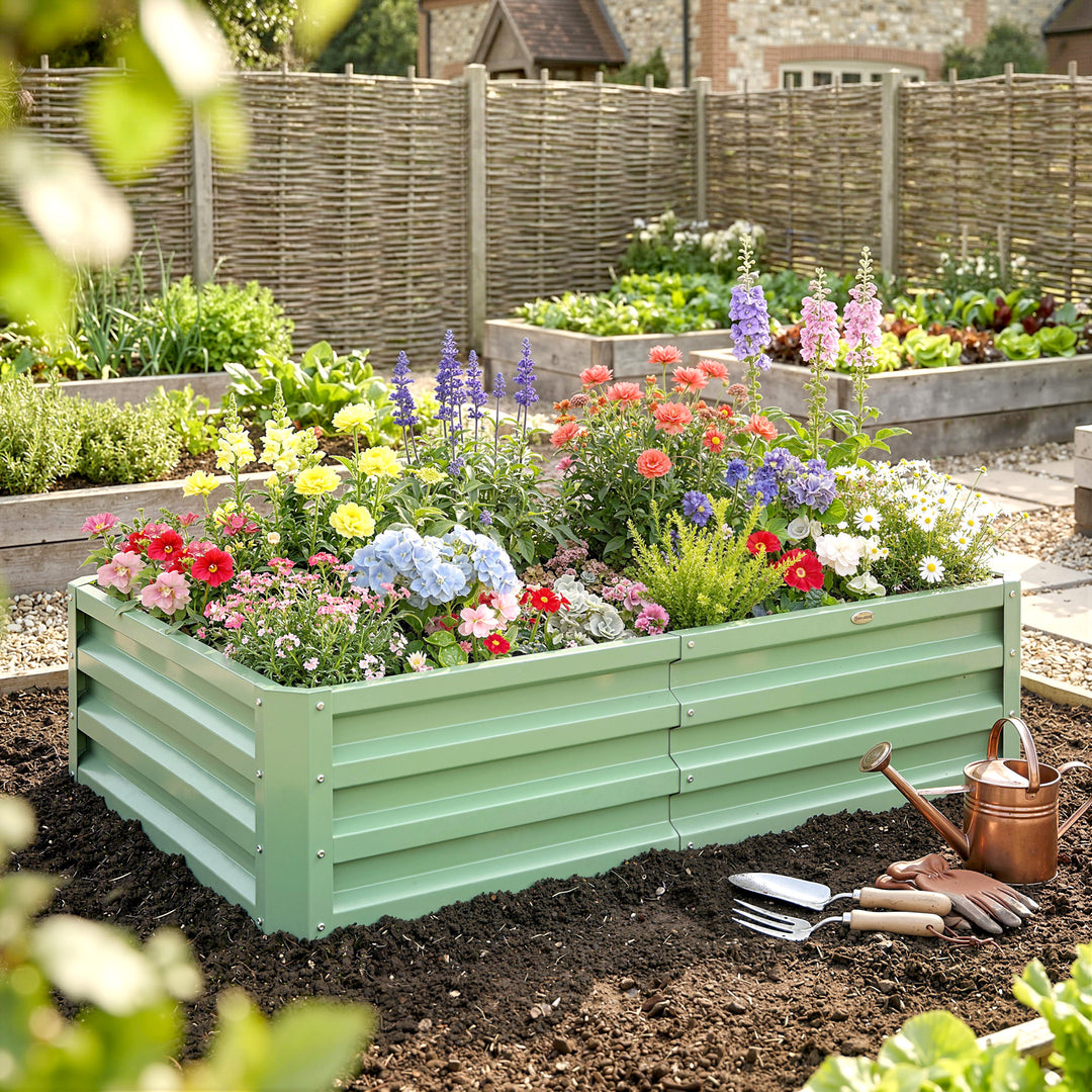 Raised Beds for Garden, Galvanised Outdoor Planters, for Herbs and Veg