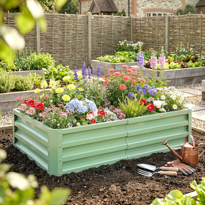Raised Beds for Garden, Galvanised Outdoor Planters, for Herbs and Veg