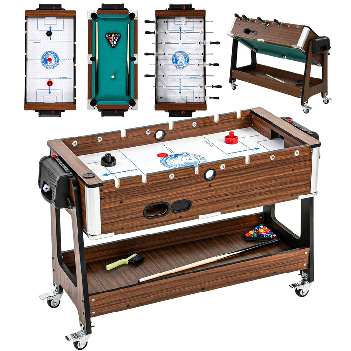 3 in 1 Multi Game Table, 3.4ft Reversible Air Hockey Pool Football Gam