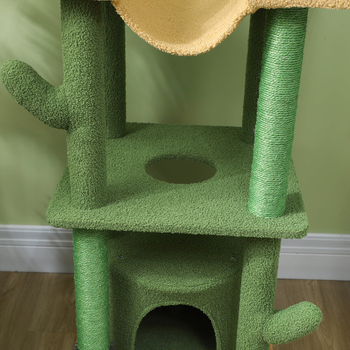 225-255cm Adjustable Floor to Ceiling Cat Tree, Tall Cat Tower for Indoor Cats w/ Scratching Posts, Green