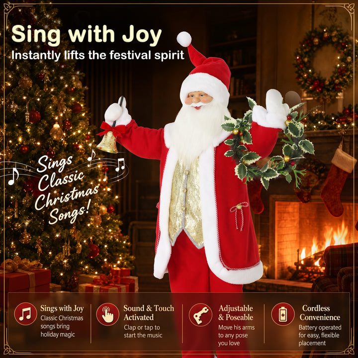5ft Life Size Singing Santa Claus, Standing Christmas Animated Santa - view 4