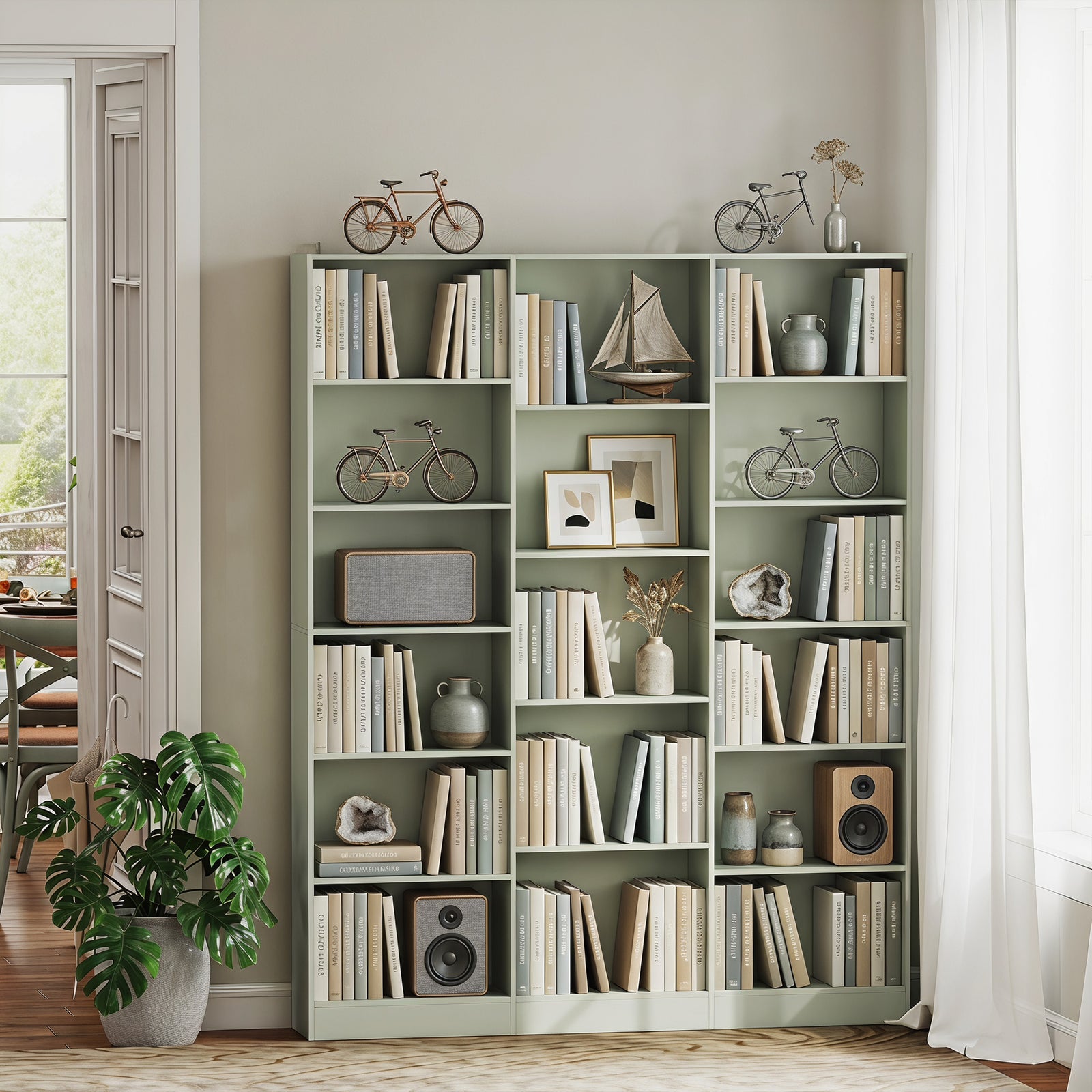 Bookcase with Open Storage, 6-Tier Bookshelf with Anti-Tipping Hardwar