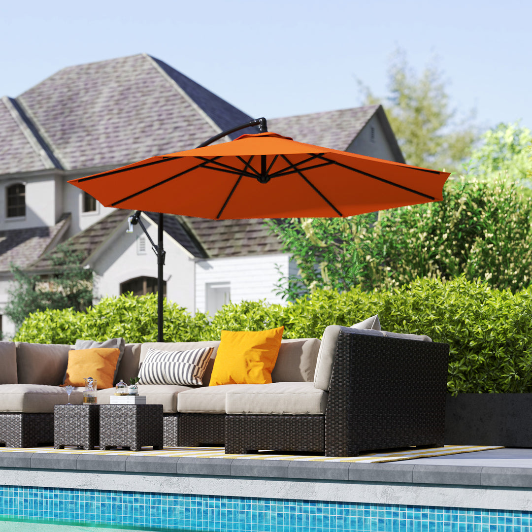 3(m) Overhanging Parasol, with Base - Orange