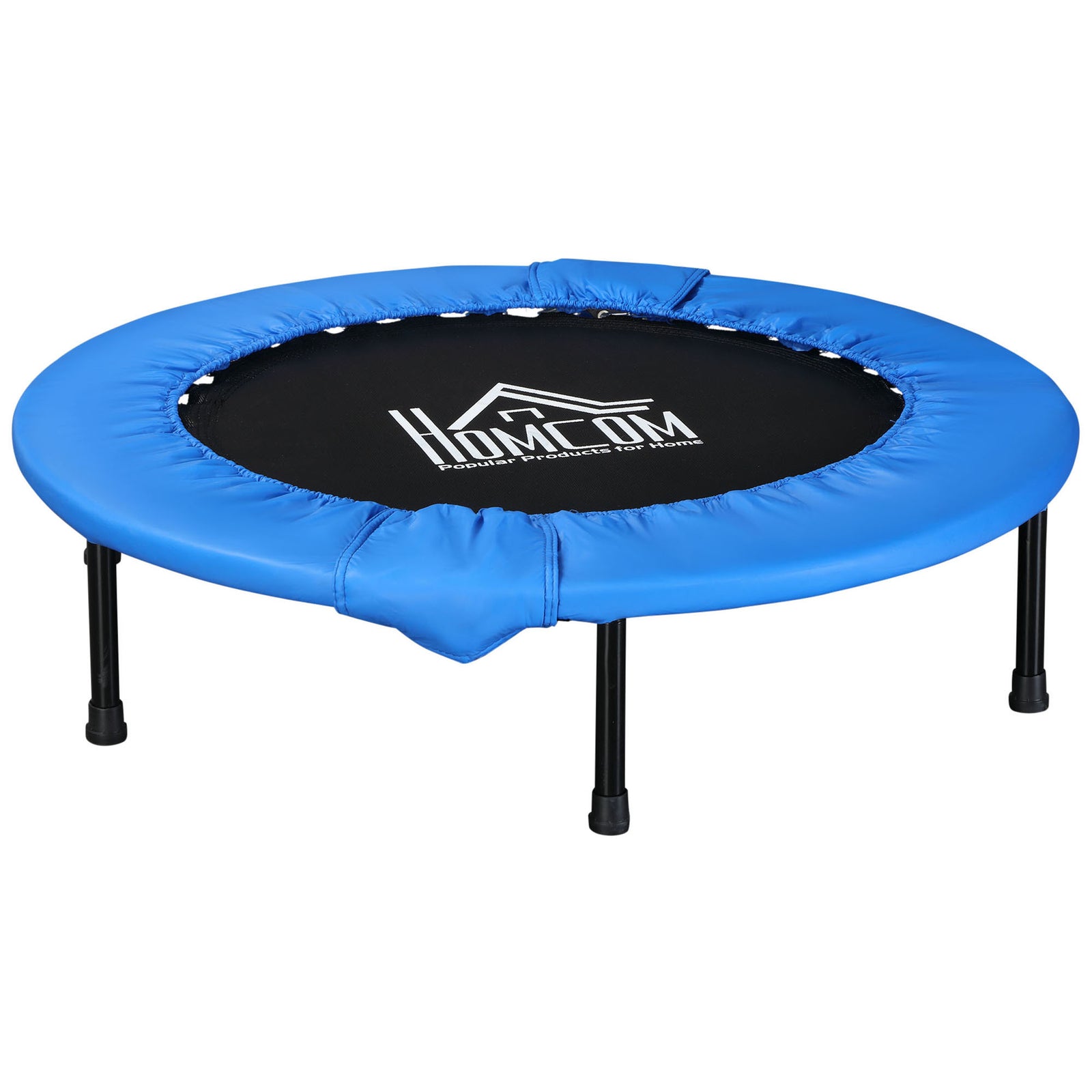 Φ101 Mini Fitness Trampoline Home Gym Yoga Exercise Rebounder Indoor Outdoor Jumper with Safety Pad, Support Up to 100 KG, Blue and Black