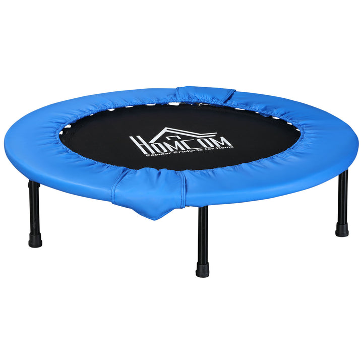 MCL 40" Mini Fitness Trampoline Home Gym Yoga Exercise Rebounder Indoor Outdoor Jumper with Safety Pad, Support Up to 150 KG, Blue and Black