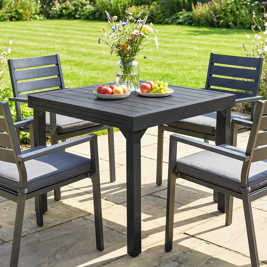 Expandable Patio Dining Table for 4-6 People, 80-160 cm Aluminium Exte