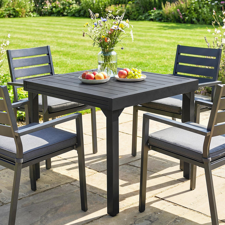 Expandable Patio Dining Table for 4-6 People, 80-160 cm Aluminium Exte