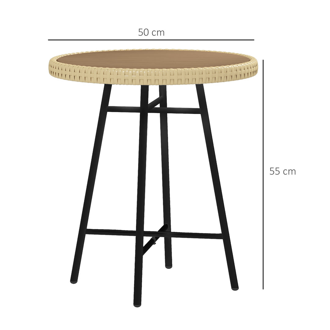 Rattan Border Outdoor Side Table - Natural Wood Finish