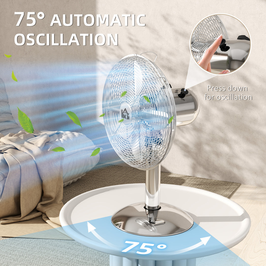 Three-Speed Oscillating Desk Fan - Silver-Tone