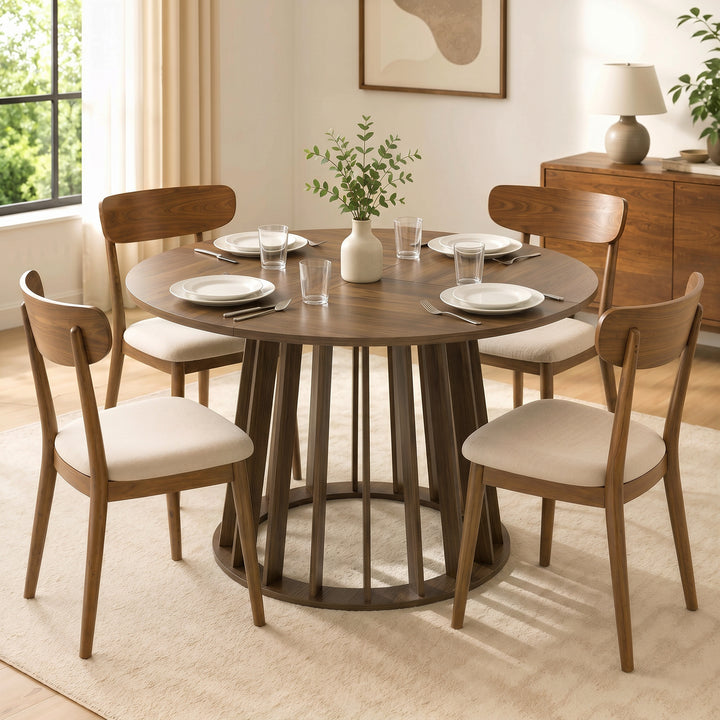 Dining Table for 4-6 People Modern Kitchen Table with Slatted Base 120