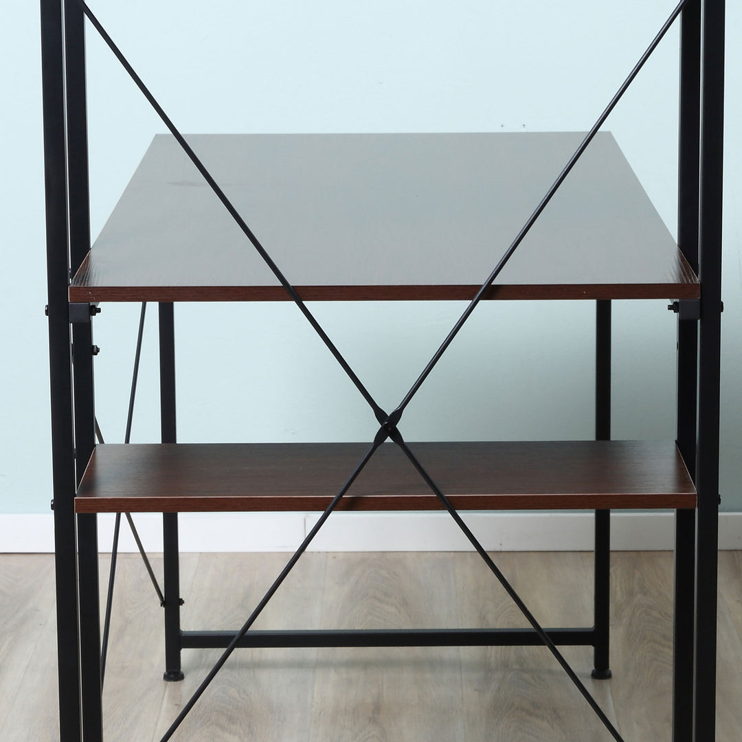 Computer Desk with Storage Shelves on Left or Right, Industrial Reversible Writing Desk for Home Office, Study, Easy Assembly, 120 x 64 x 121cm, Walnut and Black
