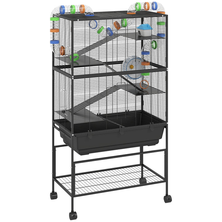 5 Tier Large Hamster Cage on Wheels with 17 cm Deep Tray, Storage Shelf for Syrian, Gerbil, Rats