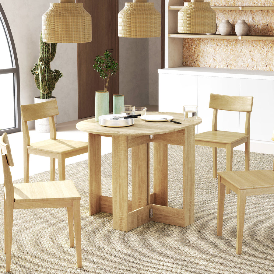 Space-saving Drop Leaf Table, Folding Dining Table for Small Space, Kitchen, Dining Room, Oak