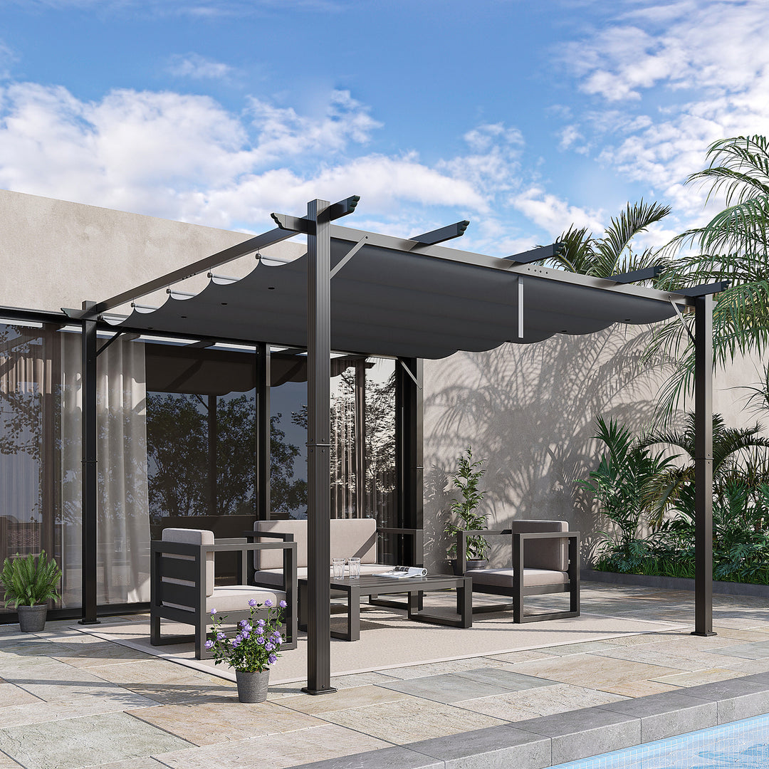 MCL 3 x 3 m Aluminum Gazebo, with Retractable Roof - Grey