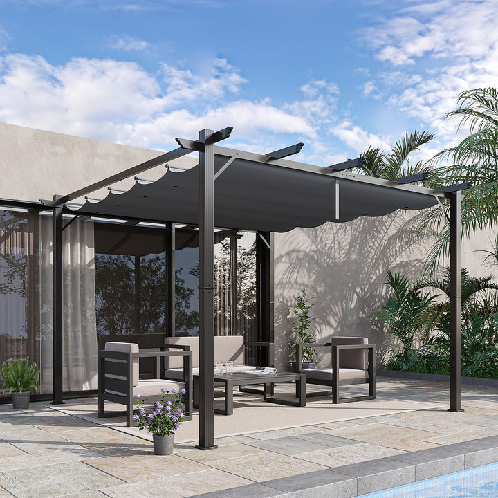 MCL 3 x 3 m Aluminum Gazebo, with Retractable Roof - Grey