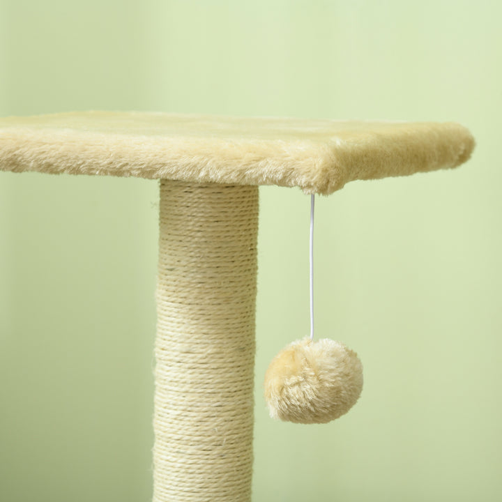 PawHut 72cm Cat Tree, Indoor Scratching Post with Pad, Sturdy and Comfortable, Cream White | Aosom UK