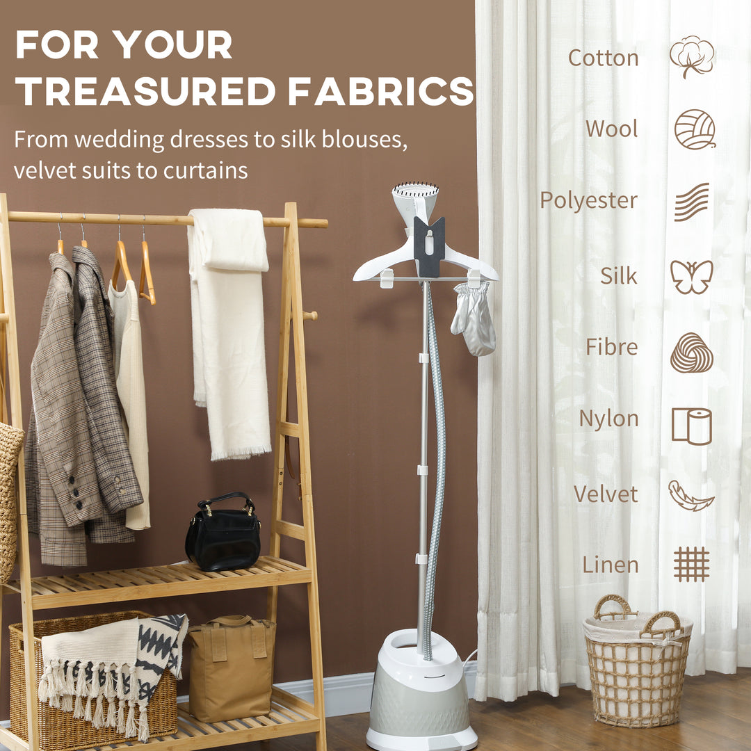 1800W Standing Clothes Steamer, with Accessories - Grey
