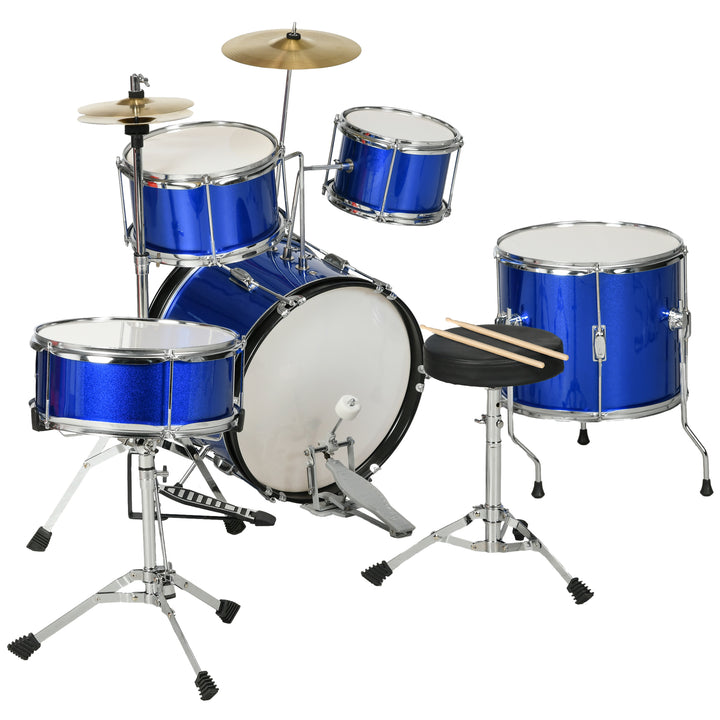 AIYAPLAY 11 Piece Kids Drum Kit w/ Stool, Drumsticks, Pedal, Cymbals, for 3-6 Years, Blue