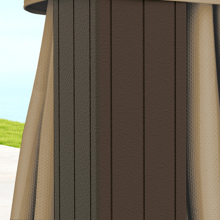 3 x 3(m) Metal Hardtop Gazebo, with Curtains and Accessories - Brown
