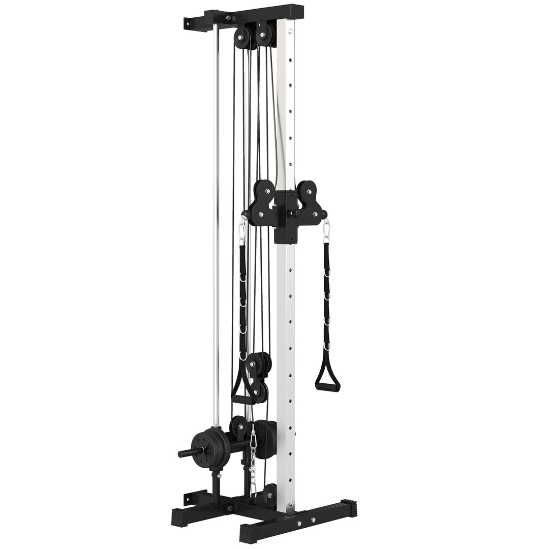 MCL Wall Mount Cable Machine, 15 Positions Adjustable Cable Crossover Machine Dual Pulley System for Home Gym