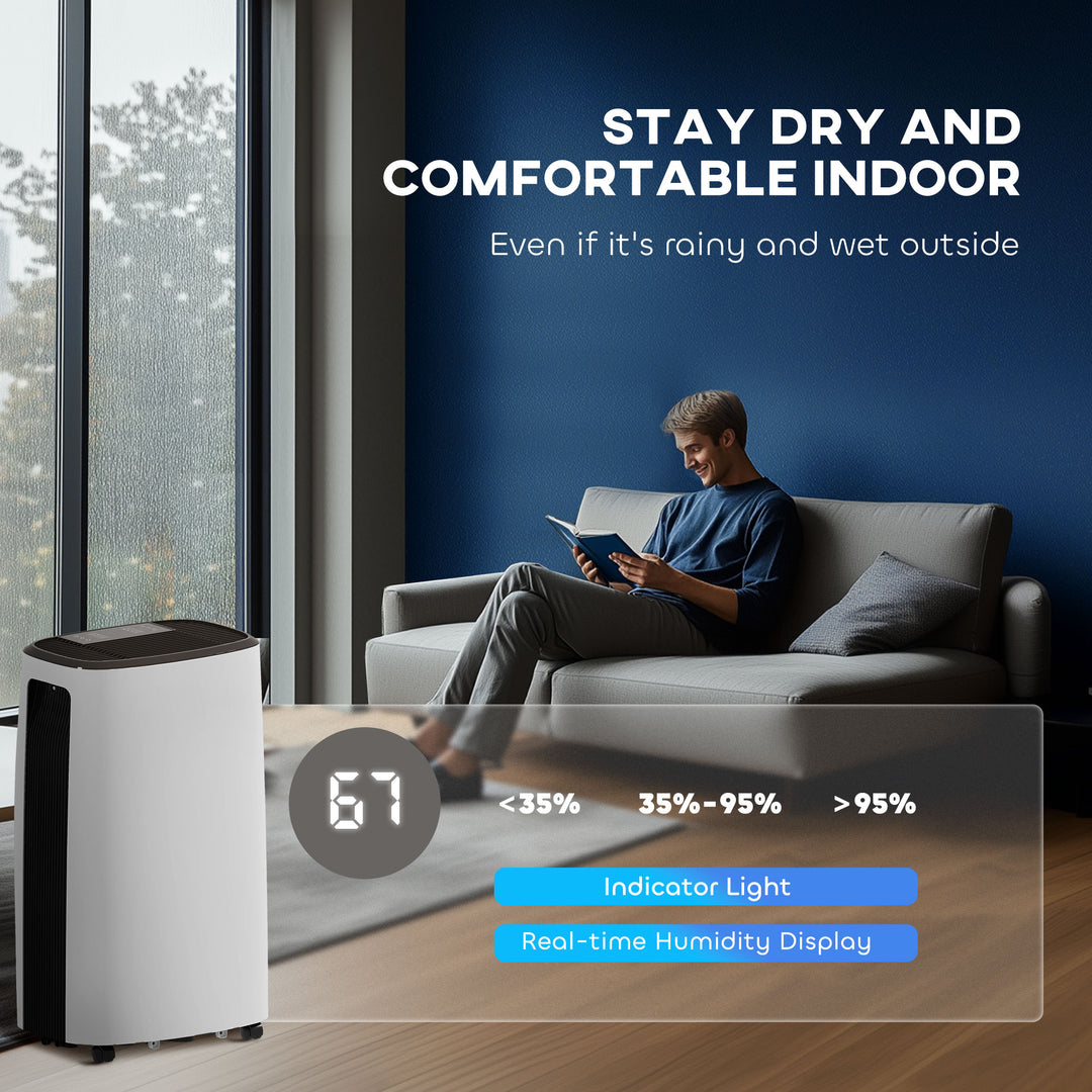 16l/Day Dehumidifier, with Washable Filter and Timer - White